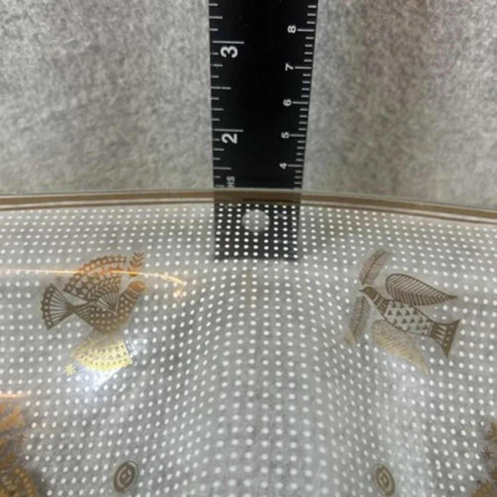 Georges Briard Gold Persian Garden Glass Double Serving Tray Signed 15”x 8”